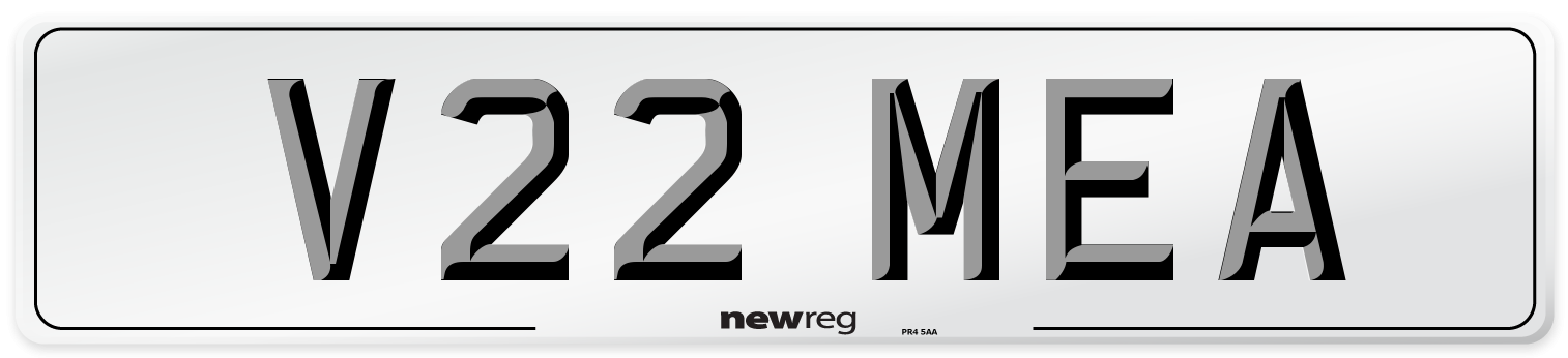 V22 MEA Number Plate from New Reg